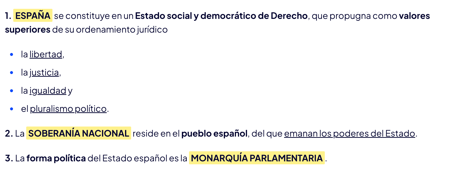 Artículo 1 de la Constitución jerarquizado
